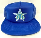 Seattle Mariners Blue Mesh Snapback Hat vtg Baseball Trucker Kids Youth Cap