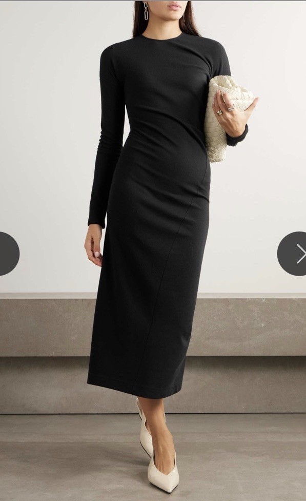Toteme Long Sleeve Asymmetrical Twisted Jersey Midi Dress Black Size XLarge  $690 | eBay