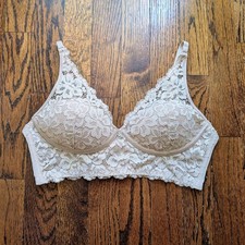 Maidenform Size 34B Beige Nude Padded Lace Push Up Bra Wireless Molded Bralette