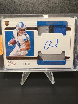  Amon-Ra St. Brown Sick 3-color Panini One Duel Patch Auto Bronze RPA RC /25