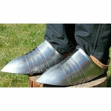 Medieval Knight Steel Pair Of Sabatons with Open Heel Foot Plate Armour