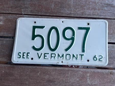 1962 Vermont license plate 5097