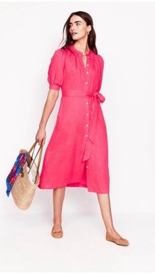 Boden Ada Pink 100% Linen Dress Summer Spring Feminine Vacation Size 8P |  eBay