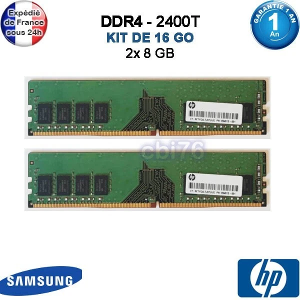 KIT de 16 Go (2x 8 GB) Mémoire RAM HP-HYNIX 8GO DDR4 2400T Non-ECC Z405 - Photo 1/2