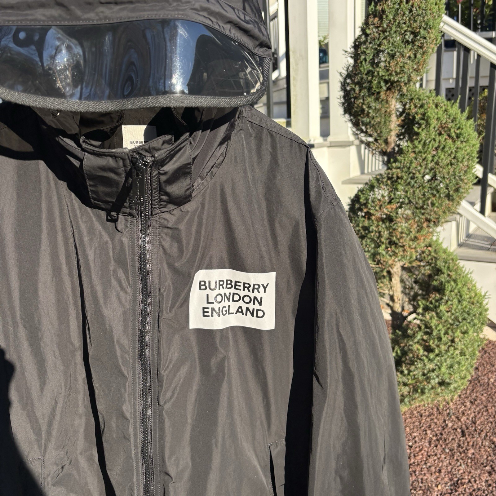 Authentic Burberry Rain Jacket Visor Taffeta Hood… - image 4