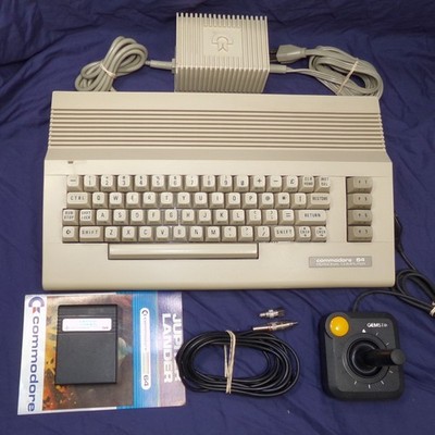 Commodore 64C Computer with Power Supply Cartridge Joystick RF Cable WORKS