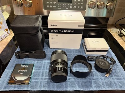 Sigma 28mm f/1.4 DG HSM Art Lens-Canon EF Mount, Sigma USB Dock & Hoya UV Filter