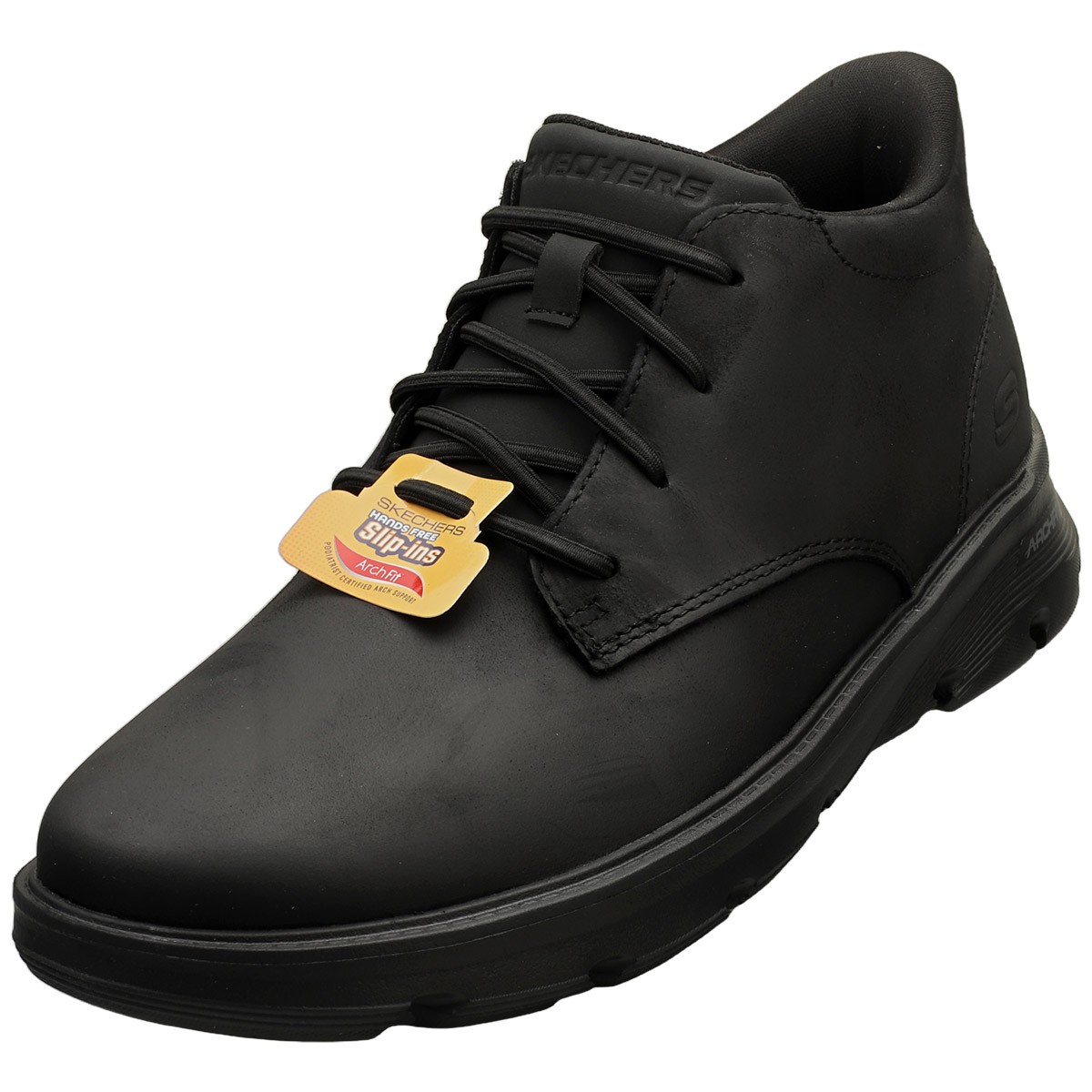 Skechers Garza Uomo Stivali Casual Neri Slip-Ins Arch Fit - 42 EU