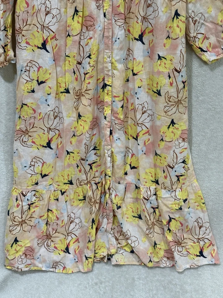Style & Co Maxi Dress Women XL Yellow Floral Tiered Cottagecore Linen Blend Read - Image 4 of 4