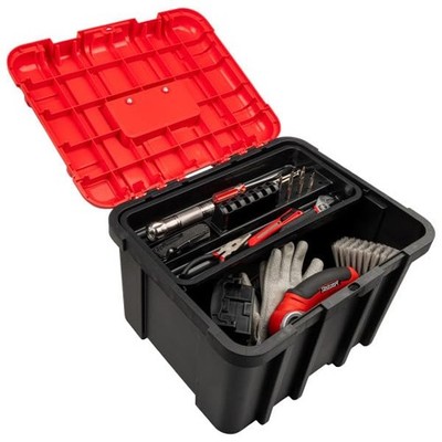Stalwart 18.7in Plastic Toolbox Organizer Heavy Duty Portable Toolbox with Remov