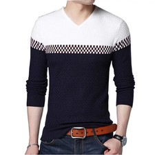 Men Brand Sweater 2025 Sweater Business Leisure Sweater Pullover V-neck M