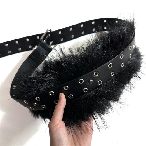 Ceinture en cuir fausse fourrure ceinture punk ceintures de taille pour robes et pantalons métal creux - Photo 17/18