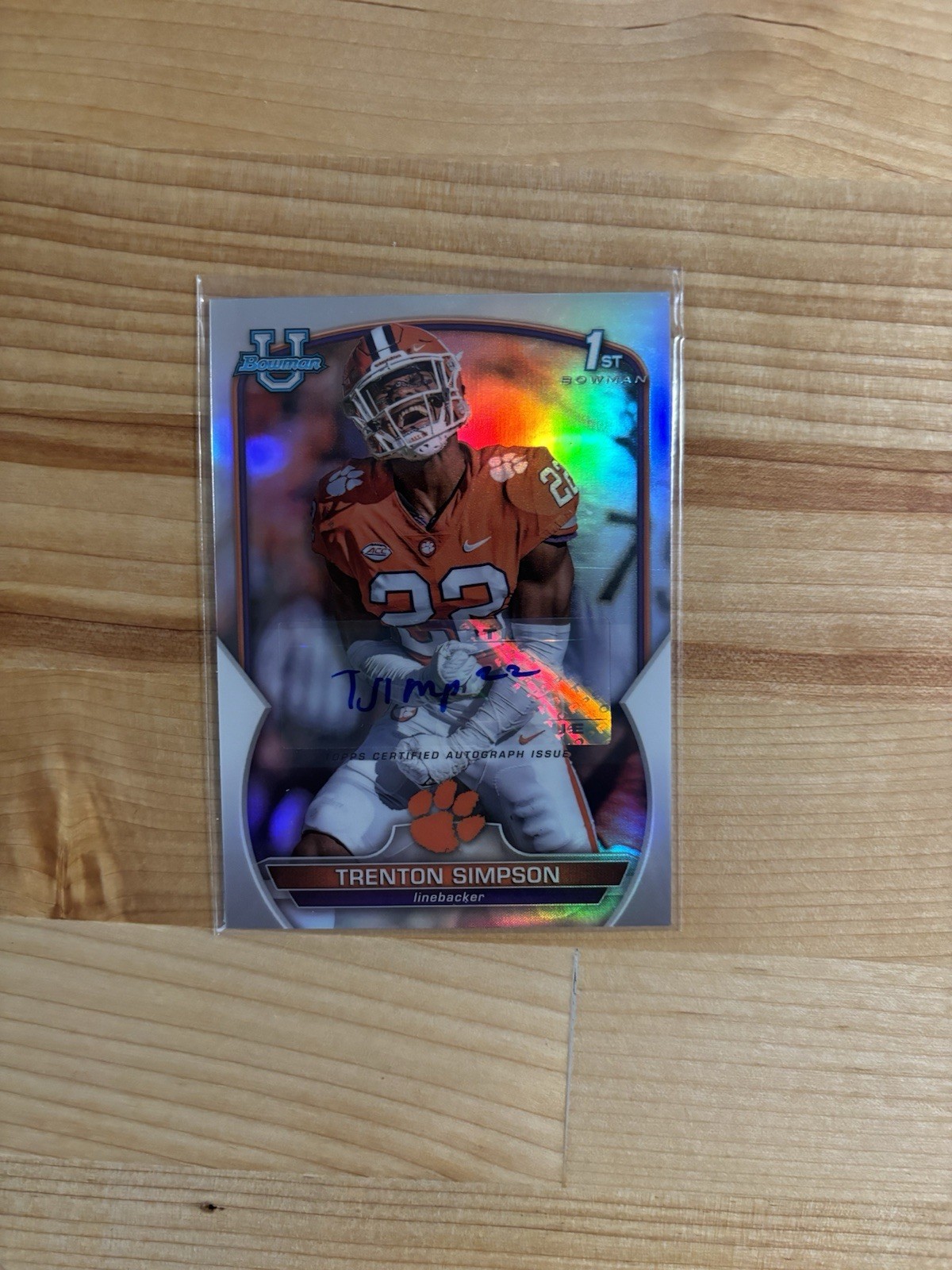 Trenton Simpson 2022 1st Bowman U Chrome RARE #/499 REFRACTOR AUTO Rookie (RC)