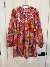 NWT FARM RioMulticolor Artsy Flora Mini Dress Size M Linen Blend