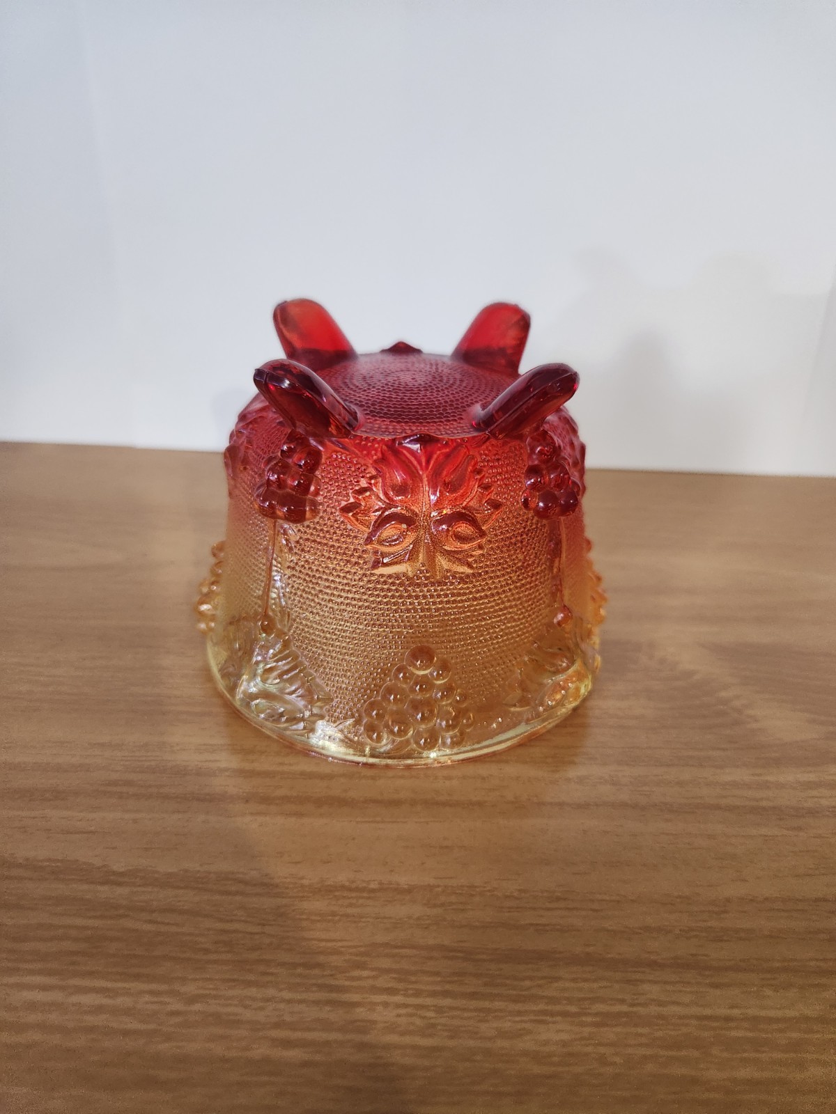 Jeanette Glass Amberina Grape Candy Bowl