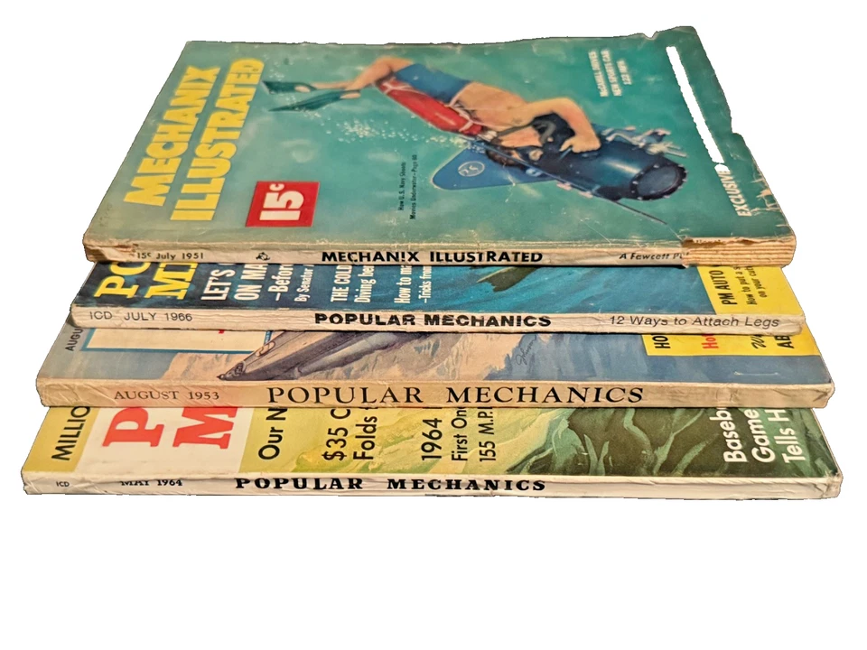 Vintage Popular Mechanics & Mechanix Illustrated Submarine Lot of 4 (1951–1966) - Image 3 of 4