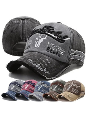 Vintage Style Baseball Cap Solid Distressed Cotton Casual Snapback Adjustable