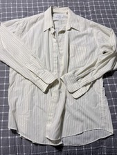 Vintage Yellow/Cream With Green Pinstripe Yves Saint Laurent Dress Shirt 17 1/2