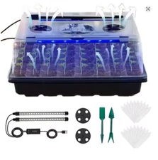 48-Hole Seed Germination Tray with Grow Light Dimmable Timer Kit