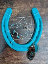 Horseshoe Dreamcatcher Antique Western Teal Decor Bird Rustic