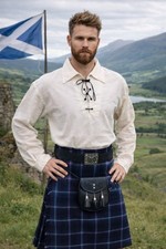 Scottish Ghillie Jacobite Shirt Mens L Gaelic Themes NWT Made in Scotland