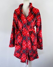 Victoria's Secret PINK Robe XS Small Red Plaid Fluffy Belted Pockets