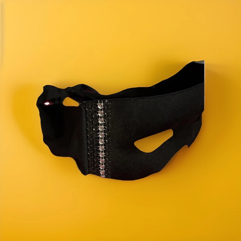 Mardi Gras, Black Satin And Rhinestones Mask - Image 3 of 4