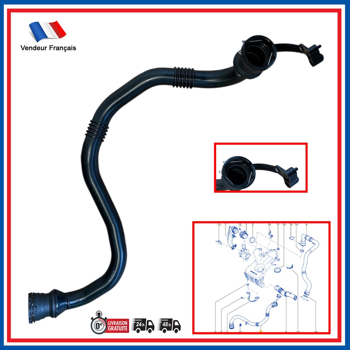 Tuyau Turbo LLS-GERMANY Compatible Dacia Duster 1.5 DCi - Référence 144607625R