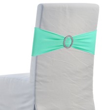 10Pcs Chair Bow, 350x130mm Stretch Band with Buckle Slider Light Green 