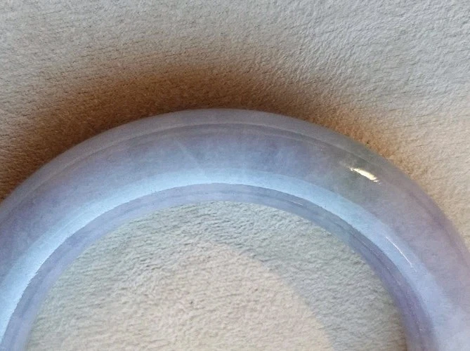 Brazalete de jadeíta natural certificado Birmania grado A lavanda 54 mm púrpura Foto 3 de 4