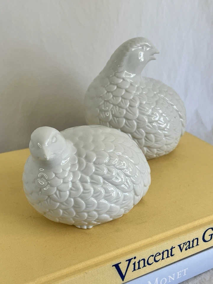 Винтажный перепела керамические фигурки набор из двух куропаток - Изображение 3 из 4