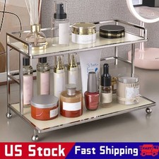 2 Tier Makeup Organizer Storage Retro Cosmetic Display Case Perfume Holder Rack