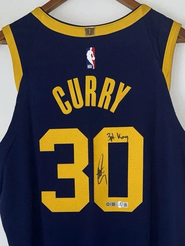 Stephen Curry "3pt King" Signed Warriors NBA Nike ADV Authentic Jersey USASM BAS