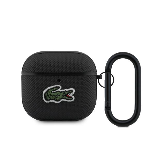 Case For AirPods 4 Lacoste Black Logo Crocodile Green With Carabiner