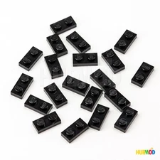 Lot of 20 Genuine LEGO Black Plate 1x2 3023 Building Bricks Blocks Parts Pieces