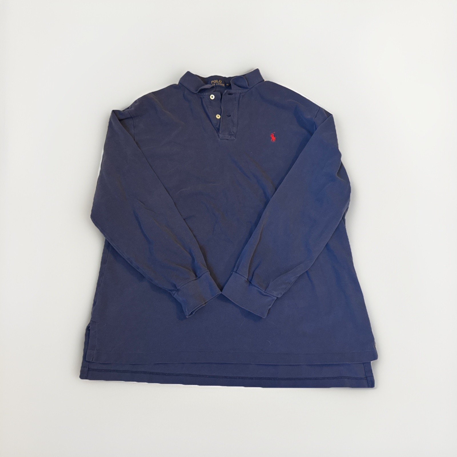 Polo Ralph Lauren Mens XL Long Sleeve Polo Shirt Navy Blue Red Pony Logo Classic