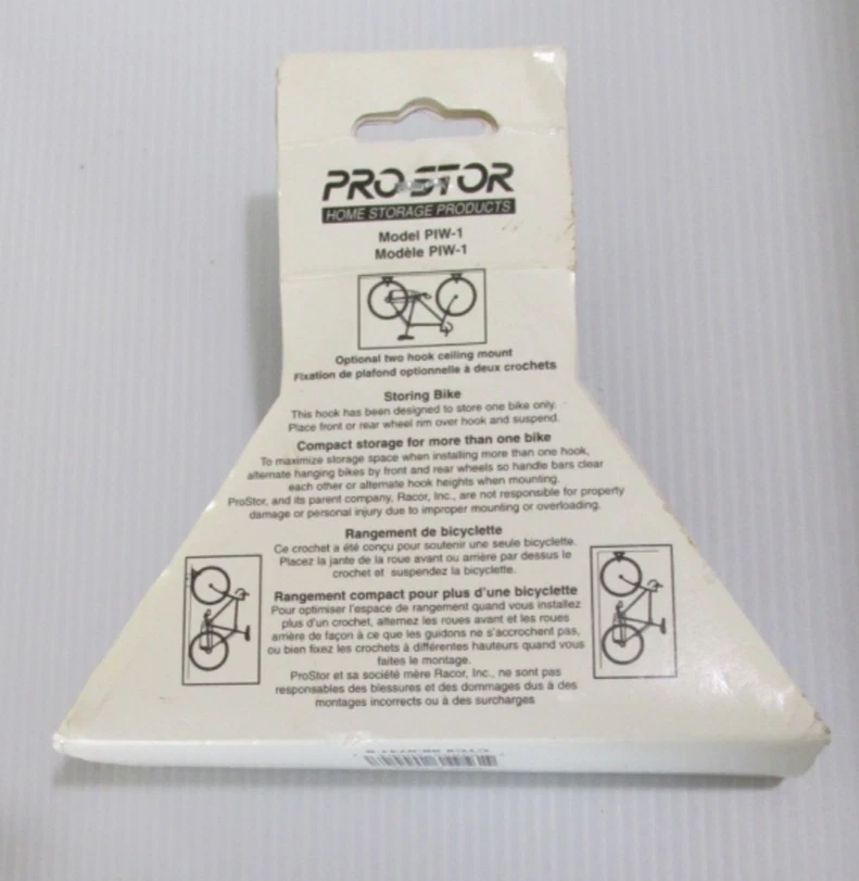 Gancho de cuña de hierro para bicicleta ProStor PIW-1 montaje en pared o techo, recubierto de PVC Foto 2 de 3