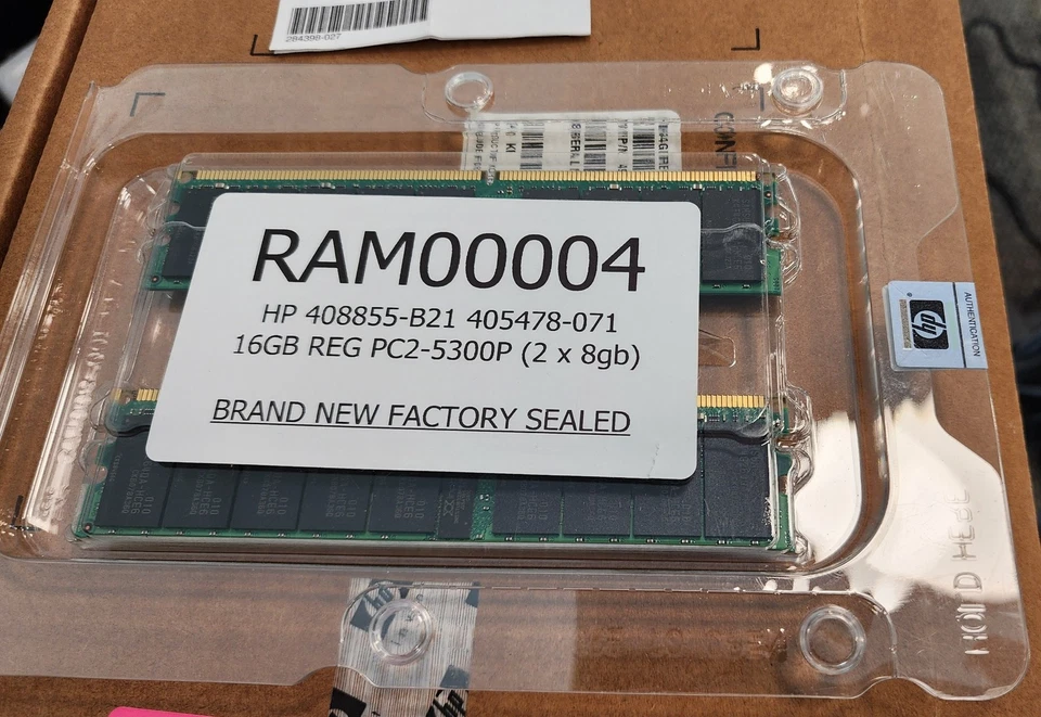 New Genuine OEM HP 408855-B21 405478-071 Kit 16GB REG PC2-5300P (2 x 8GB) - Image 3 of 4