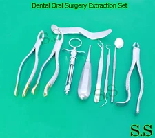 SET OF 10 PCS ORAL DENTAL EXTRACTION KIT+EXTRACTING FORCEPS #150+151+10H EX-340