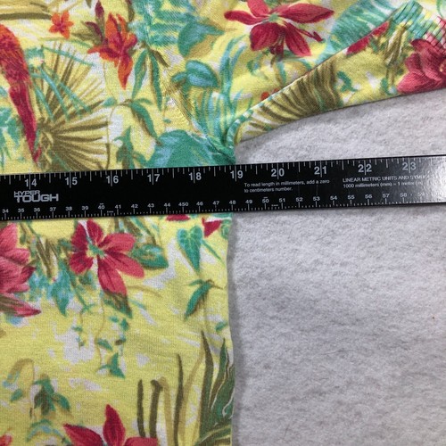 Talbots Women Sweater Sz S Yellow Floral Bird Pullover Round Neck Short Sleeve - Picture 6 of 10