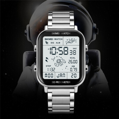 SKMEI Sport Watch Men Astronaut Dial Digital Wristwatch Male Steel LED Watches