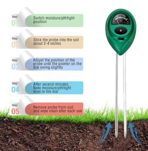 3in1 Soil Water Moisture PH Meter Acidity Humidity Sunlight Light PH Test Garden - Image 3 of 4