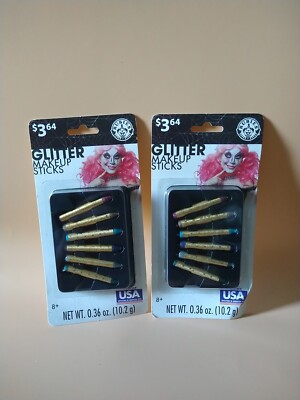 Halloween Rubies Make-Up Sticks Colorful Costume Design Glitter  Lot Of 2