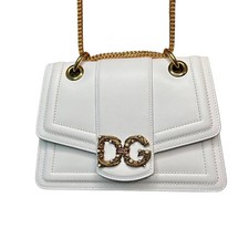 Dolce & Gabbana Amore White Leather Embellished Crossbody Bag Purse