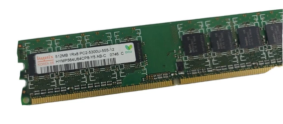 Lot 7 Hynix 3GB+512 MB (7X512MB) MODULE 1RX8 PC2-5300U-555 HYMP564U64CP8-Y5 AB-C - Image 2 of 4