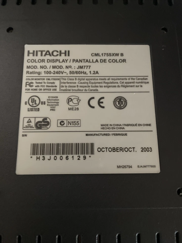 Computer Monitors/Hitachi CML174SXWB 17'' LCD Monitor W/Base DVI Input - Image 3 of 4