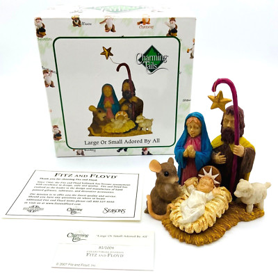 Charming Tails Large Or Small Adored By All Christmas Nativity Fitz & Floyd NIB