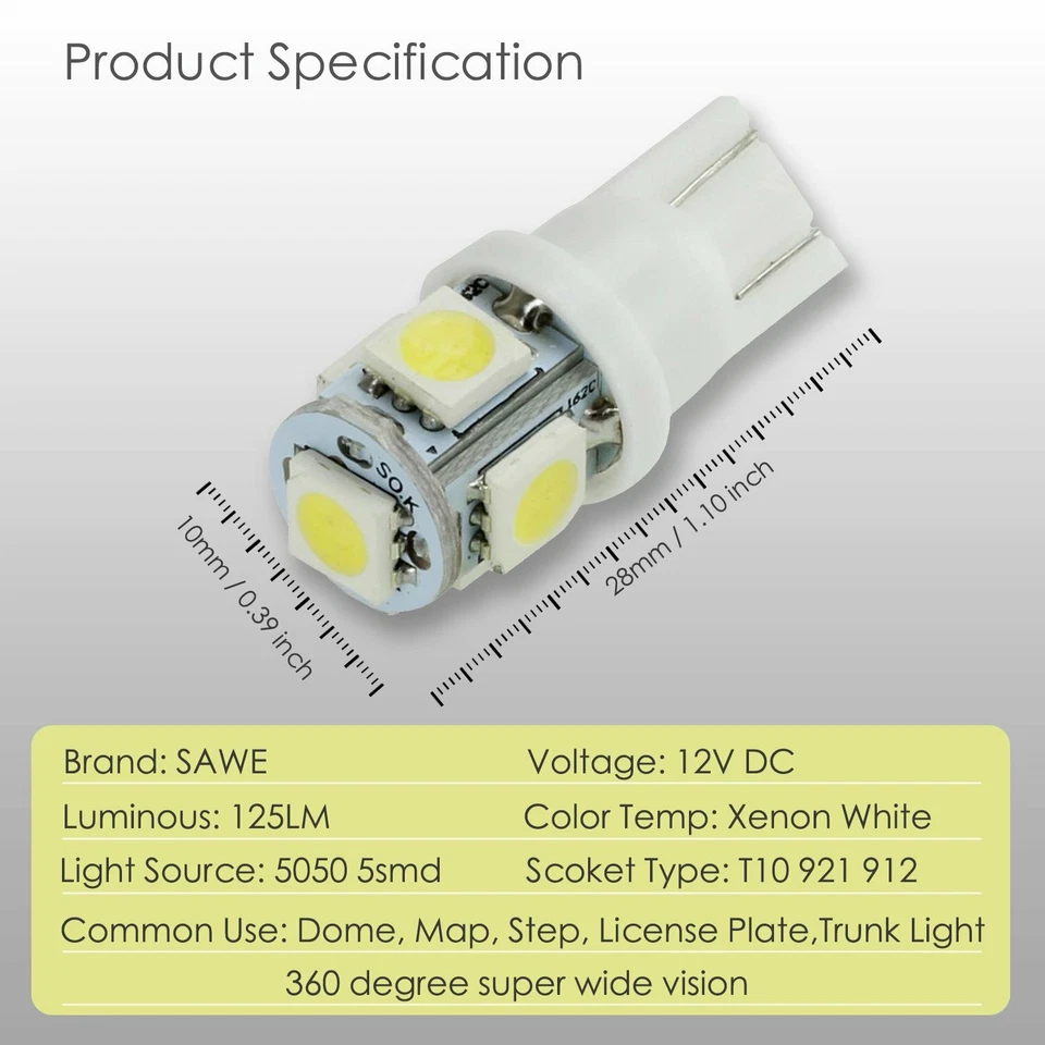 17 x White LED Interior Reverse Light Bulb Package For 2011 - 2013 Infiniti QX56 - Image 2 of 4