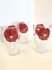 MCM Retro Red Poppies Drinking Glasses Swanky Swig Peanut Butter VTG - 3