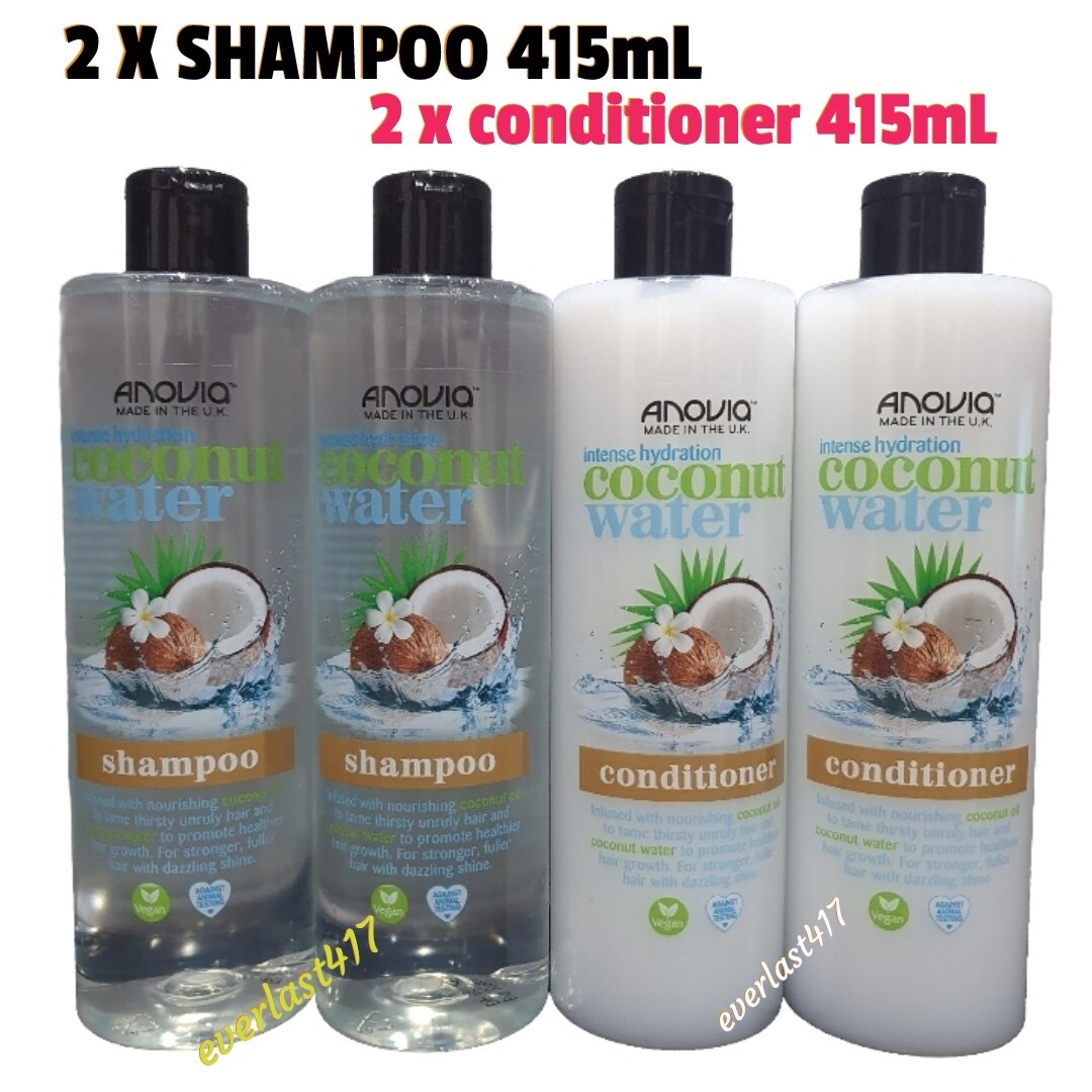 Anovia Coconut Water 2x Shampoo And 2xConditioner Intense Hydration Shine 415ml